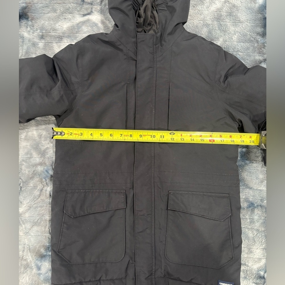 Lands’ End Kids Black Insulated Winter Parka Coat | Hooded | Size M 10–12 - Picture 6 of 13